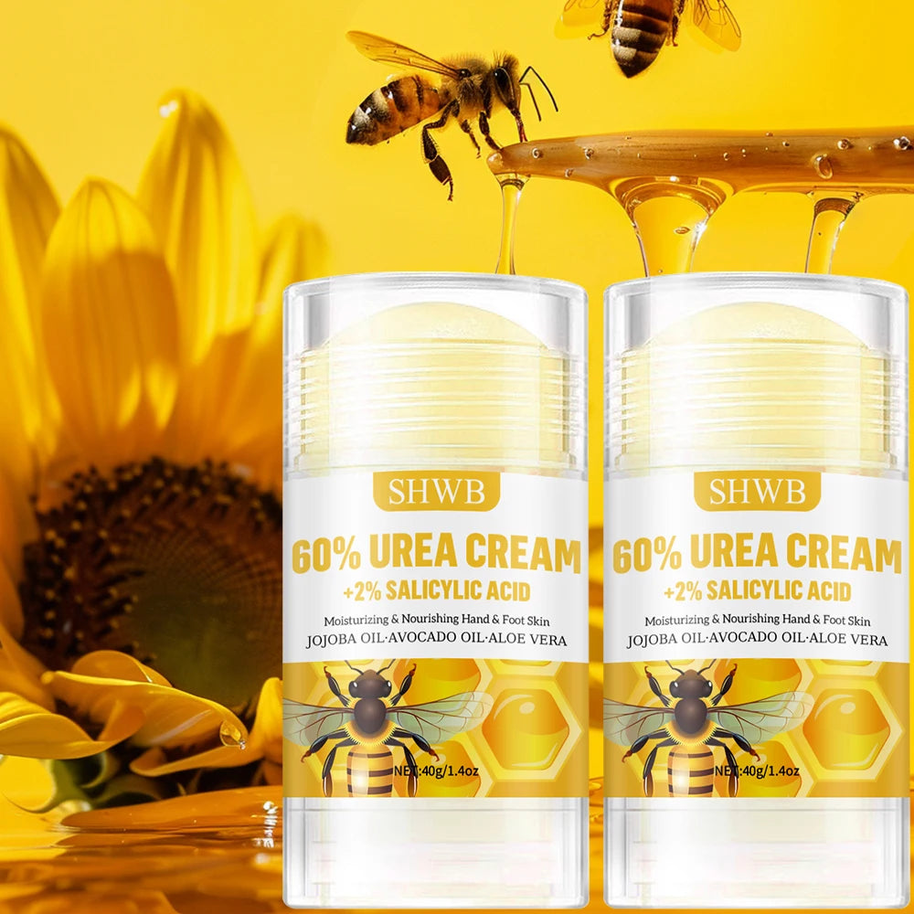 60%ige Urea-Hand- und Fußcreme repariert trockene, rissige Haut, peelt sanft, macht die Haut weich und spendet intensive Feuchtigkeit.