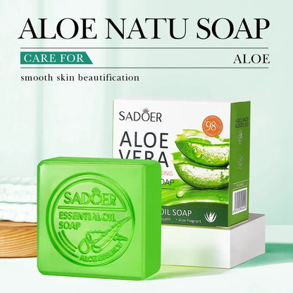 SADOER Aloe Gesichtsseife, Gesichtsreinigungsschaum, feuchtigkeitsspendend, straffend, ölregulierend, handgemachte Seife