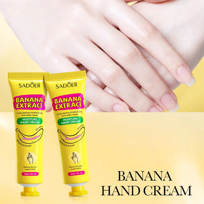3/5 Stück SADOER Bananen-Handcreme – Anti-Trocknungs- und Risscreme – Feuchtigkeitsspendend, aufhellend, reparierend – für die Hautpflege der Hände