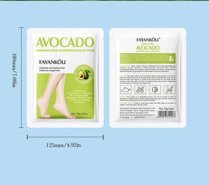 5 Paar Avocado-Peeling-Fußmasken für die Fußpflege – Entfernt abgestorbene Hautschüppchen – Feuchtigkeitsspendende Fußpeeling-Masken – Hautpflegeprodukte
